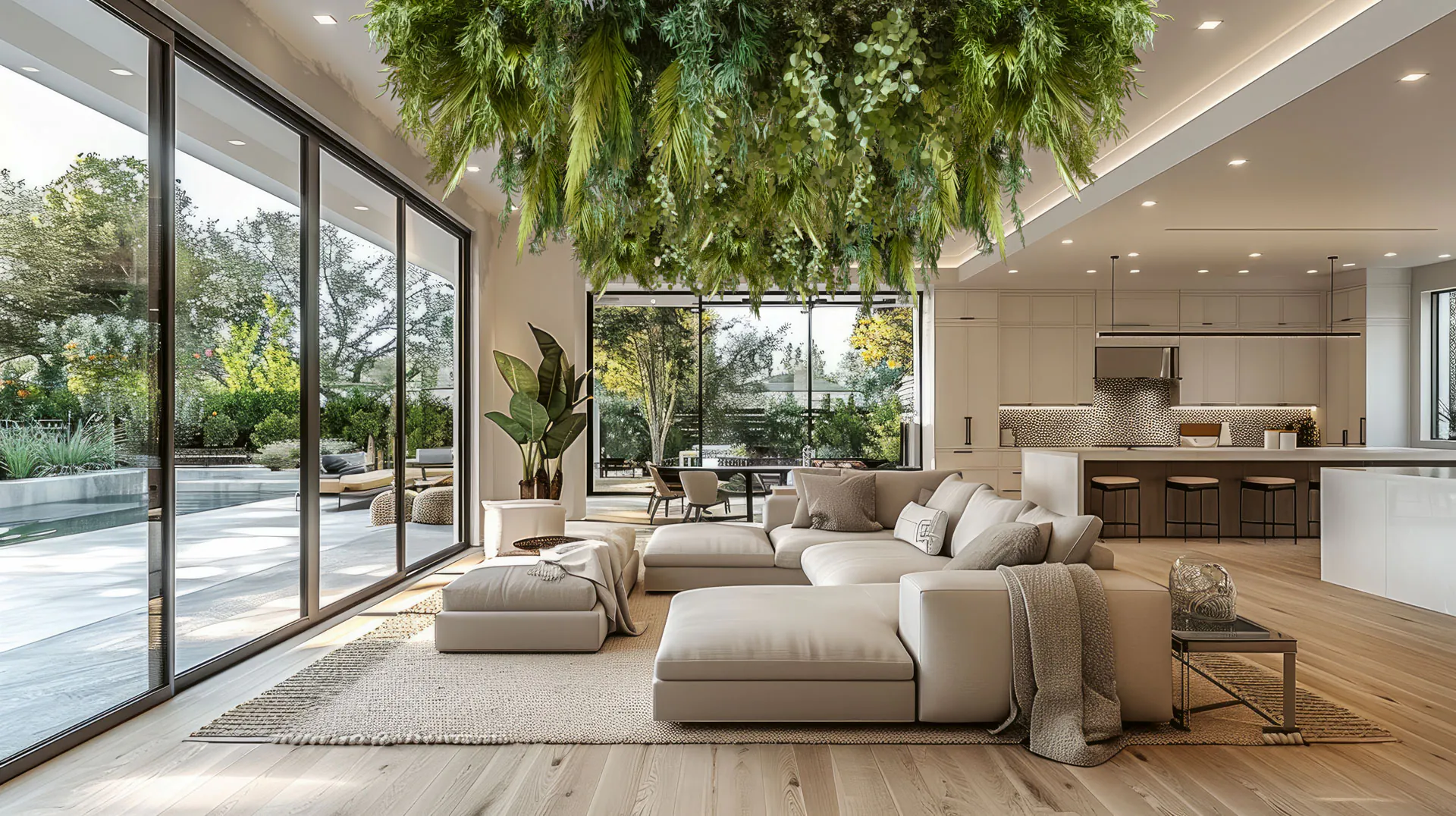 Hanging Garden Wohnzimmer Hängende Begruenungwand — Deckenbegrünung von MOOSMOOS